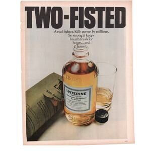 Listerine Advertisement 1968 Vintage Full Color Health Beauty Antiseptic Bottle